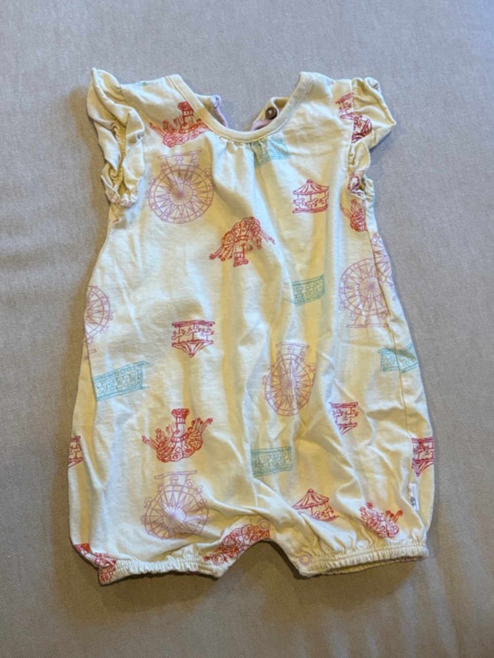 Burt’s Bees Baby Ruffle-Sleeve Romper with Carnival Print
